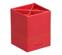 RHODIA 318913C - Pot à Crayons Coquelicot - 8 x 8 x 11 cm - Piqûres Sellier Orange - Extérieur Simili Cuir - Collection Home Office rama - Organisation de Bureau & Rangement Design