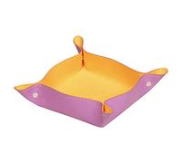 RHODIA 318951C - Vide-Poche Réversible Lilas -12 x 12 x 4,5 cm - Piqûres Sellier Orange, Coins Aimantés - Simili Cuir - Collection Home Office rama - Organisation de Bureau & Rangement Design