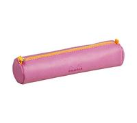 RHODIA 318991C - Trousse Ronde Lilas - 21,5 x 5,5 cm - Coutures Véritables Orange - Intérieur Jersey Ivoire - Simili Cuir - Rangement Stylos, Crayons, Feutres, Petites Fournitures - Rhodiarama