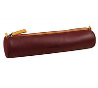 RHODIA 319000C - Trousse Ronde Lie de Vin - 21,5 x 5,5 cm - Coutures Véritables Orange - Intérieur Jersey Ivoire - Simili Cuir - Rangement Stylos, Crayons, Feutres, Petites Fournitures - Rhodiarama