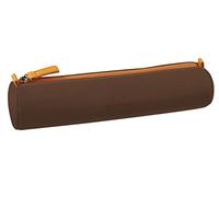 RHODIA 319045C - Trousse Ronde Bronze - 21,5 x 5,5 cm - Coutures Véritables Orange - Intérieur Jersey Ivoire - Simili Cuir - Rangement Stylos, Crayons, Feutres, Petites Fournitures - Rhodiarama