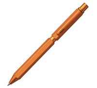 RHODIA 9340C - Multipen scRipt 3-en-1 - 2 Stylos-Billes 0,5 mm Noir & Rouge + 1 Portemine Mines Graphites 0,5 mm - Corps Hexagonal en Aluminium Brossé Orange - Rechargeable - Gomme Sous le Poussoir