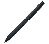 RHODIA 9342C - Multipen scRipt 3-en-1 - 2 Stylos-Billes 0,5 mm Noir & Rouge + 1 Portemine Mines Graphites 0,5 mm - Corps Hexagonal en Aluminium Brossé Noir - Rechargeable - Gomme Sous le Poussoir