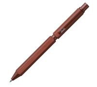 Rhodia 9348C - Multipen scRipt 3-en-1 - 2 Stylos-Billes 0,5 mm Noir & Rouge + 1 Portemine Mines Graphites 0,5 mm - Corps Hexagonal en Aluminium Brossé Marron - Rechargeable - Gomme Sous le Poussoir