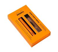 Rhodia 9357C - Rhodia scRipt étui & recharges - Corps Hexagonal en Aluminium Brossé orange pour Mines Graphite Standards 0,5 mm - Rechargeable - Collection scRipt