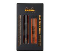 Rhodia 9358C - Rhodia scRipt étui & recharges - Corps Hexagonal en Aluminium Brossé noir pour Mines Graphite Standards 0,5 mm - Rechargeable - Collection scRipt