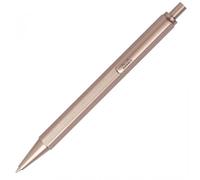 RHODIA 9385C - Stylo-Bille Rechargeable scRipt Corps Hexagonal en Aluminium Brossé - Bois de Rose - Pointe Rétractable à Bille Haute Précision 0,7 mm, Encre Noire - Collection scRipt