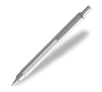 RHODIA 9391C - Portemine scRipt Corps Hexagonal en Aluminium Brossé - Argent - pour Mines Graphite Standards 0,5 mm, Canon en Acier Rétractable, Gomme Sous le Poussoir - Collection scRipt