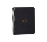 Rhodia Cahier Spirale Couverture Polypropylène Noire 16 X 21 Cm 160 Pages 5x5 Perforées 4 Trous