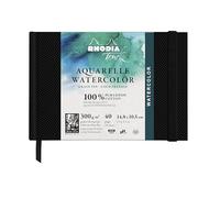 RHODIA TOUCH 116136C - Carnet aquarelle 100 % coton - grain fin - 300 g/m² - A6 paysage - 40 pages non microperforées - Brochure rigide Watercolor Book
