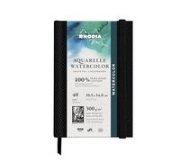 RHODIA TOUCH 116139C - Carnet aquarelle 100 % coton - grain fin - 300 g/m² - A6 portrait - 40 pages non microperforées - Brochure rigide Watercolor Book