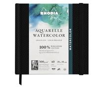 RHODIA TOUCH 116142C - Carnet aquarelle 100 % coton - grain fin - 300 g/m² - 15x15 cm - 40 pages non microperforées - Brochure rigide Watercolor Book