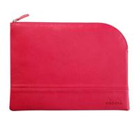 RHODIA 116743C - Pochette Zippée en Simili Cuir - Framboise - Taille L (21 x 28 cm) - Coutures Véritables - Intérieur Tissu Orange - Rangement Documents, Petites Fournitures