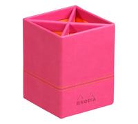 Rhodiarama pot à crayons simili cuir italien 8x8x11 cm - Framboise