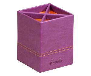 Rhodiarama pot à crayons simili cuir italien 8x8x11 cm - Violet