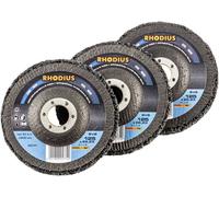 Rhodius 211316 PACK Rhodius SVS, 3 pièces de tissu nettoyant 125 x 22,23 mm, coudé, Proline, Made in Germany, pour acier, métaux