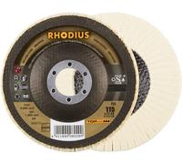 RHODIUS FLS, 2 pièces de polissage Rhodius 115 x 22,23 mm, Topline, Made in Germany, pour acier inoxydable, acier, métaux non
