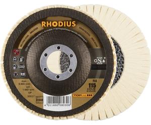 RHODIUS FLS, 2 pièces de polissage Rhodius 115 x 22,23 mm, Topline, Made in Germany, pour acier inoxydable, acier, métaux non
