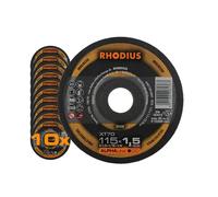 RHODIUS Lot de 10 disques à tronçonner en acier inoxydable extra fin pour meuleuse d'angle Ø 115 mm