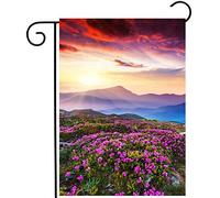Rhododendron Rose En Fleurs Au Lever Et Au Coucher Du Soleil En Montagne Au Printemps Et En Été Drapeau Couleurs Vives Garden Flag Solide Bannière Pour Célébrations Cour Intérieur 30X45Cm