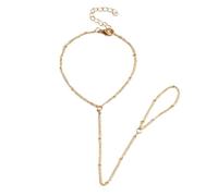 Rhodonite Plaqué Inoxydable Bracelet doigt perlés Bracelet d'esclave délicat pour les femmes et les filles Bracelet de bague en argent sterling 925 Inoxydable Femmes Homme Phrases (Gold, One Size)