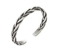 Rhodonite Valentin Couleurs Naturelle Anneaux tissage torsadé fait à la main pour hommes Bracelet ouvert Bracelet ouvert en métal de cuivre Bracelet de Bracelets Quartz Messages (Silver, One Size)