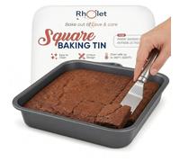 RHOLET 20cm Square Baking Tin for Cake 2 Inch Deep Brownie Tin - 8x8 Inch Cake pan Non-Stick Carbon Steel with 0.5 mm Thickness for Brownies, Cupcakes, Christmas Casserole, Mac n Cheese