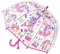 Rhomba Parapluie à bulles transparent pour enfants - Côtes légères et mignonnes en 8 fibres - Dôme transparent - Parfait pour la marche - Parapluie pour enfants (licorne rose)