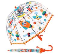 Rhomba Parapluie à bulles transparent pour enfants - Léger et mignon - 8 nervures en fibre - Dôme mignon - Parfait pour la marche des enfants, Dirigeable orange, 39 Zoll