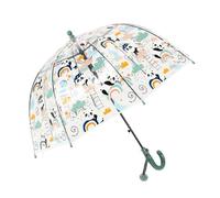 Rhomba Parapluie à bulles transparent pour enfants - Léger et mignon - 8 nervures en fibre - Dôme mignon - Parfait pour la marche des enfants, Forme panda, S