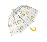 Rhomba Parapluie à bulles transparent pour enfants - Léger et mignon - 8 nervures en fibre - Dôme mignon - Parfait pour la marche des enfants, Jaune arc-en-ciel, S