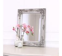 Rhone Vintage Antique Baroque Style Wall Mirrors - Wooden Frame (42cm X 53cm, Antique Silver)