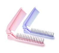 RHOS Lot de 2 mini peignes pliants pour sac à main et voyage, petits peignes et brosses à double tête pour femmes et filles (rose et violet)