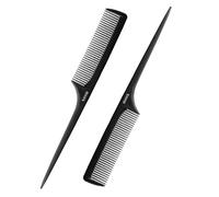 RHOS Lot de 2 peignes queue de rat pour séparation, peigne à dents fines avec médiator, lot de 2 peignes de coiffure pour homme et femme, noir, matériau ABS