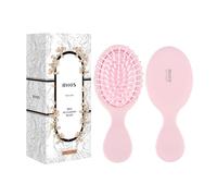 RHOS Mini brosse à cheveux de voyage pour femme/homme/enfant - Cinq couleurs au choix - Brosse démêlante de poche pour cheveux secs et mouillés - Taille de voyage pour démêler (rose)