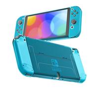RHOTALL Coque de protection 3 en 1 bleue transparente pour Nintendo Switch, coque d'accueil pour Nintendo Switch et manette Joy Con avec paillettes transparentes, absorption des chocs et design