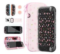 RHOTALL Étui de transport pour Nintendo Switch 2, motif fleur de cerisier rose, jolie Sakura, coque de protection transparente à paillettes pour station d'accueil pour Switch 2, protecteur d'écran