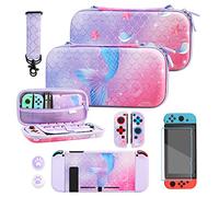 RHOTALL Étui de Transport Violet pour Nintendo Switch, Joli étui de Rangement pour Accessoires Switch avec étui de Protection Rigide, Protecteur d'écran, bandoulière réglable et 2 Capuchons de Pouce,