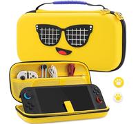 RHOTALL Étui jaune pour Fortnite Peely Design compatible avec Nintendo Switch 2 (2025), coque rigide avec 12 emplacements, poche pour accessoires et protection contre les chocs
