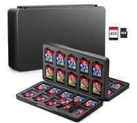 RHOTALL Étui noir pour cartes de jeu Nintendo Switch/OLED/Lite/Switch 2, étui pour 40 cartes de jeu et 40 cartes SD, fermeture magnétique portable