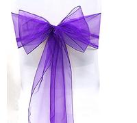 RHP 25 pcs. Rubans en organza, nœuds de chaise en organza pour mariage, écharpe de nœud de chaise plus ample pour banquet/mariage/anniversaire/soirées/décoration d'événement (Lila)