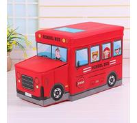 RHP Boîte de rangement pour enfants, boîte de rangement avec couvercle, jouets, pliable, police, bus scolaire, chariot à glace, zoo, espace de rangement, pour garçons et filles, 50 l (bus scolaire