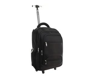 RHP Sac à dos de voyage à roulettes, noir, 50 x 35 x 20 cm, 1,78 kg, compartiment pour ordinateur portable de 17", 4 compartiments supplémentaires, 2 poches latérales, bagage à main pour affaires