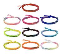 RHQFDM 10 Pièces Bracelets D'amitié Bracelet Tissé Bracelet Multicolores Réglable Bracelet en Corde Tressée pour Cadeau d'anniversaire Adolescente et Fille