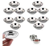 RHQFDM 12 Pièces Bols à Sauce Bols à Trempette 8cm Mini Assiette à Snacks Petit Bol en Métal Bol à Sushi Rond pour Toutes Sortes D'épices