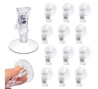 RHQFDM 12 Pièces Clips à Ventouse Transparents, Pince Multifonctions en Plastique pour Salles de Bains, Cuisines, Supermarchés