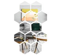 RHQFDM 12 pièces Miroir Mur Autocollant Hexagonal Miroir Mur Miroir Acrylique Miroir carrelage Salle de Bains Miroir Autocollant Maison Chambre à Coucher Salon décoration