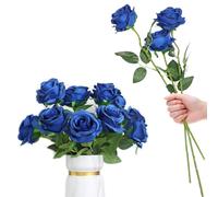 RHQFDM 12 Pièces Roses Artificielles,51cm Artificielles à Longue Tige Roses,Fleurs Artificielles Roses,Fausses Roses pour la Maison,Le Jardin et la Décoration de Mariage(Bleu)