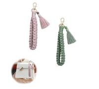 RHQFDM 2 Pièces Porte-Clés en Macramé Tressé Porte-Clés Femme Gland Corde Suspendue Porte-Clés Pour Suspendre Les Clés de Voiture et Les Téléphones Portables