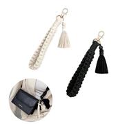 RHQFDM 2 Pièces Porte-Clés en Macramé Tressé Porte-Clés Femme Gland Corde Suspendue Porte-Clés Pour Suspendre Les Clés de Voiture et Les Téléphones Portables